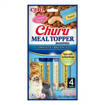 Šlapias skanėstas katėms INABA Churu Meal Topper Tuna su Scallop 4 x 14 g