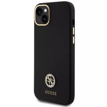 GUESS GUHCP15M4DGPK Dėklas nugarėlei, iPhone 15 Plus/14 Plus, TPU, Silikonas, Mikropluoštas, Juodas