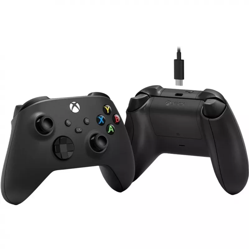 Microsoft Xbox Wireless Controller Black + USB-C laidas – žaidimų pultas, skirtas PC, Xbox One, Xbox One S, Xbox One X, Xbox Series S, Xbox Series X