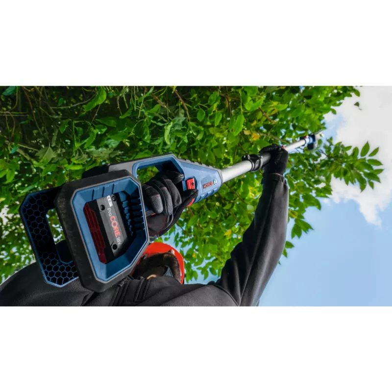 Bosch GHE 18V-50 TP akumuliatorinės genėjimo žirklės su teleskopiniu kotu, juoda/mėlyna/raudona/nerūdijantis plienas