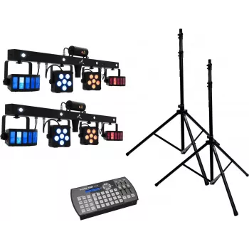 LED lazerinis barų rinkinys EUROLITE 2x KLS PRO su Easy Show ir 2x M-4 stovais