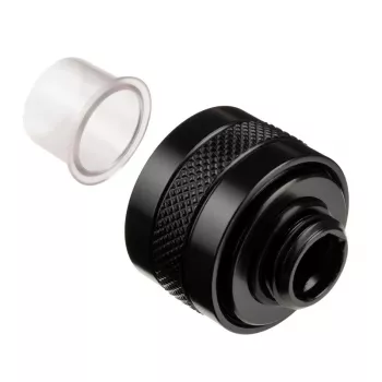Alphacool 17473 žalvarinė jungtis, 23 mm aukštis, 26 mm skersmuo, juoda