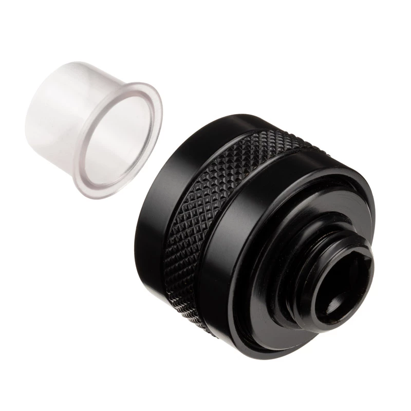 Alphacool 17473 žalvarinė jungtis, 23 mm aukštis, 26 mm skersmuo, juoda