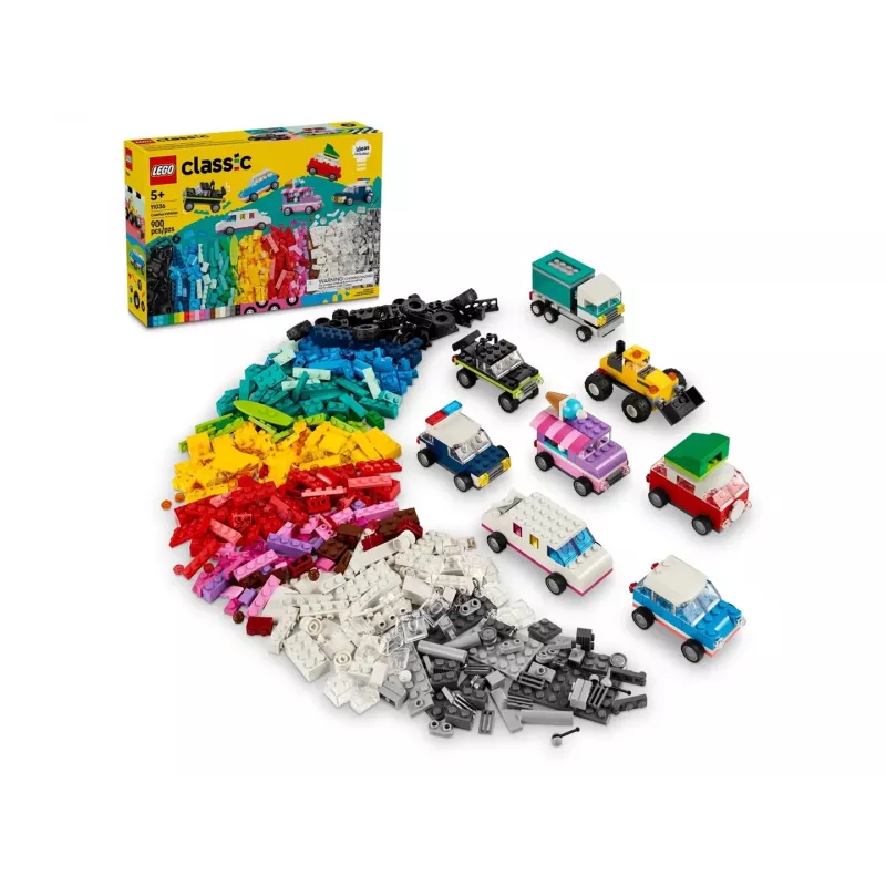 LEGO Classic Creative Vehicles Spalvingų automobilių rinkinys su policijos automobiliu ir 11023 žalia pagrindo plokštė 32x32