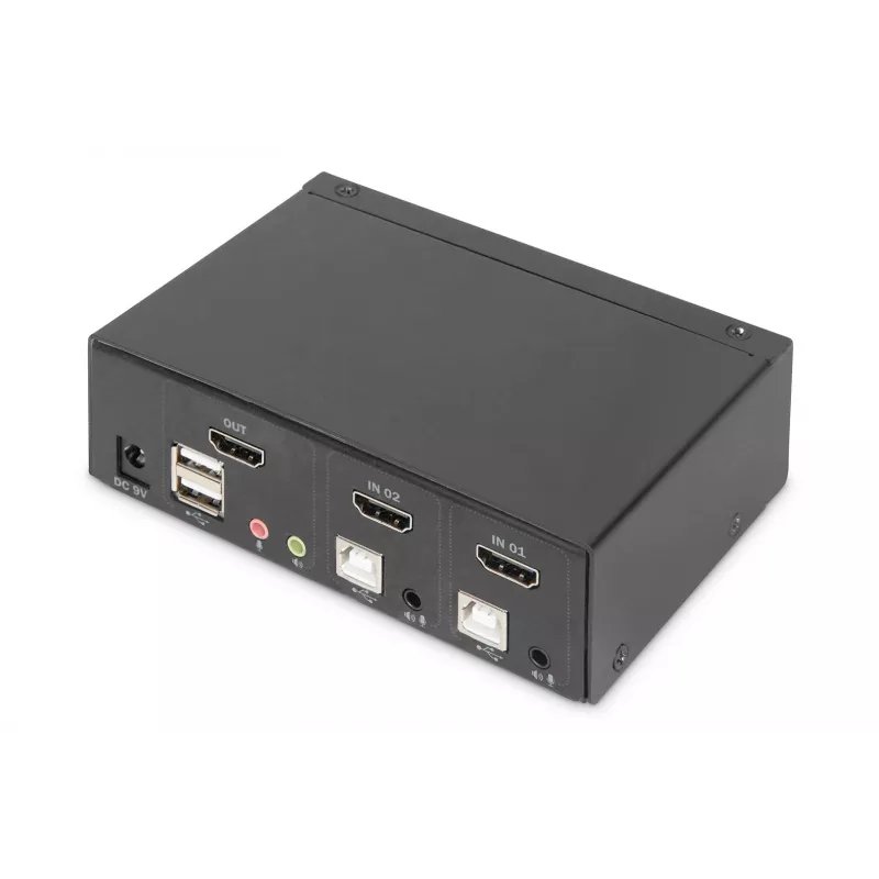 KVM Jungiklis Digitus 2 prievadai Vienas Ekranas 4K HDMI