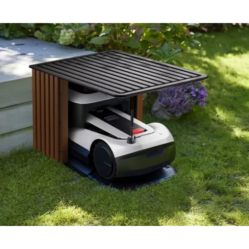 Apsauginis garažas Ecovacs GOAT G1-GARAGE PRO Premium, skirtas GOAT G1-2000 robotinei vejapjovei, uždengta laikymo ir įkrovimo stotelė