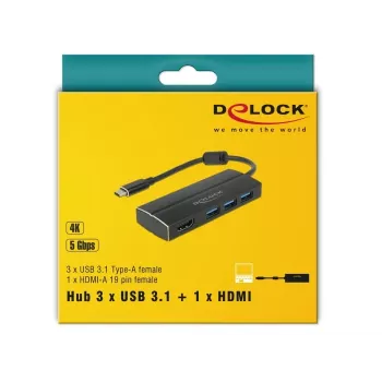 DeLOCK 63931 USB-C adapteris su HDMI ir 3x USB 3.0