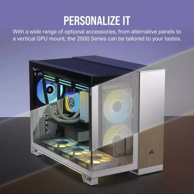 Corsair 2500D AIRFLOW Micro ATX dviejų kamerų korpusas – Baltas CC-9011264-WW