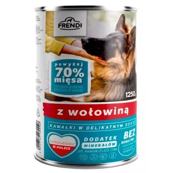 Šlapias šunų ėdalas Frendi su jautienos gabaliukais švelniame padaže 1250 g