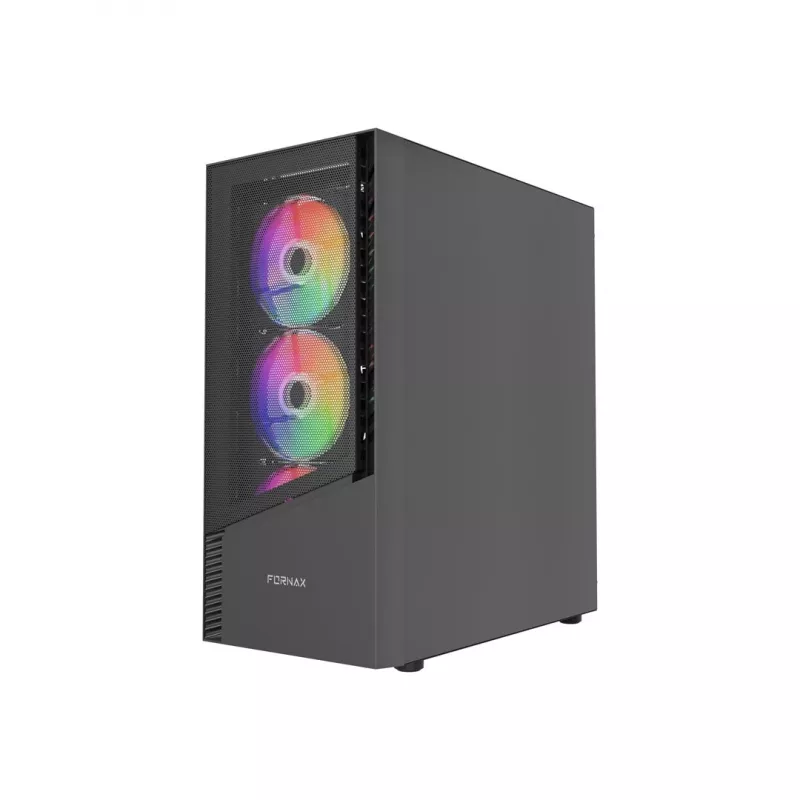 Gembird Fornax 4300 CCC-FC-4300 ATX Midi Tower žaidimų kompiuterio korpusas, grūdintas stiklas, ARGB ventiliatoriai, 2x USB 3.1, 1x USB 2.0, juodas