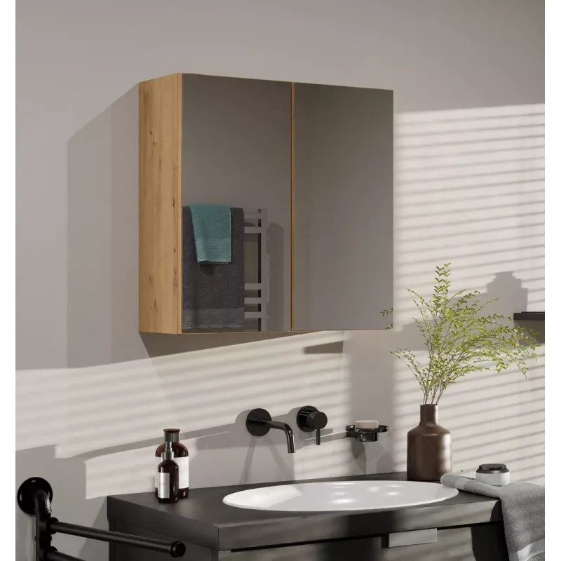 Vonios spintelė pakabinama POLA 2DL ARTISAN ąžuolo spalvos, 600×220×600 mm, 3 lentynos