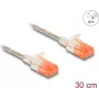 DeLOCK RJ45 Cat.6A U/UTP tinklo kabelis, plonas, 0,3 m, permatomas