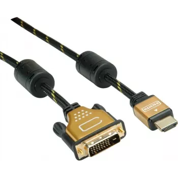 Roline Gold vaizdo laidas DVI-D (M) į HDMI (M) 2 m, ekranuotas, juodas/auksinis, 4K