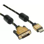 Roline Gold vaizdo laidas DVI-D (M) į HDMI (M) 2 m, ekranuotas, juodas/auksinis, 4K