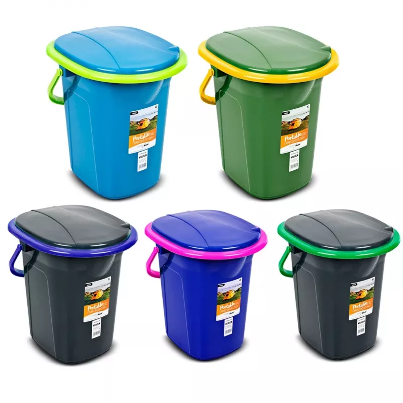 GreenBlue GB320BL nešiojamas kelioninis tualetas su kibirėliu, sėdyne, dangčiu ir rankena, 19 l