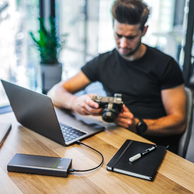Nešiojama baterija Green Cell PowerPlay Ultra 26800 mAh, 128 W išėjimo galia, Quick Charge 3.0, 2x USB-C, 2x USB-A, grafitas