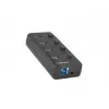 USB šakotuvas NATEC MANTIS USB 2.0 Type-B — 4x USB 3.2 Gen 1 Type-A, juodas, 0,8 m laidas, maitinimo adapteris, maitinimo jungiklis