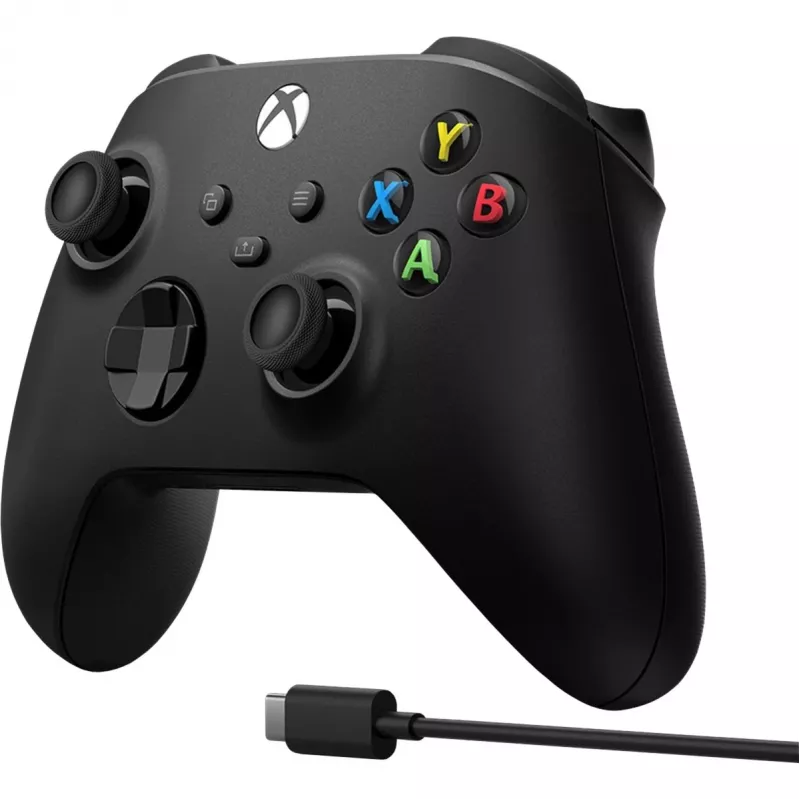 Microsoft Xbox Wireless Controller Black + USB-C laidas – žaidimų pultas, skirtas PC, Xbox One, Xbox One S, Xbox One X, Xbox Series S, Xbox Series X