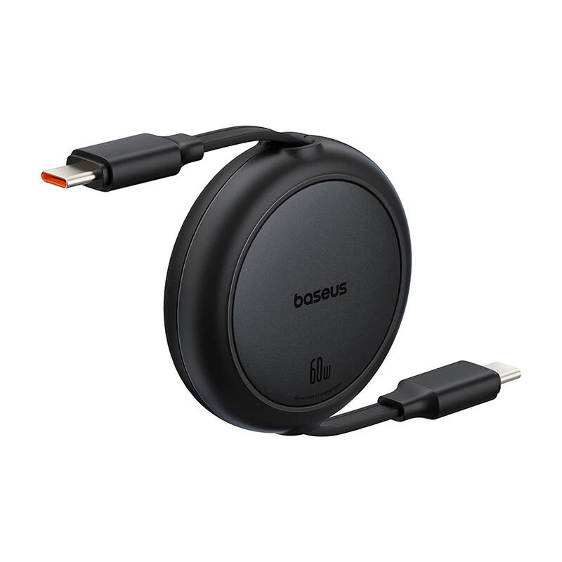 Baseus Free2Pull Mini USB-C į USB-C laidas, 60W, 1 m, juodas
