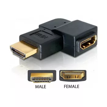 HDMI adapteris vyriškas į moterišką 90° į kairę DeLOCK 65077