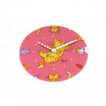NeXtime laikrodis 8810 Tickle My Tummy, 30 cm skersmens, sieninis, rožinė / įvairiaspalvis