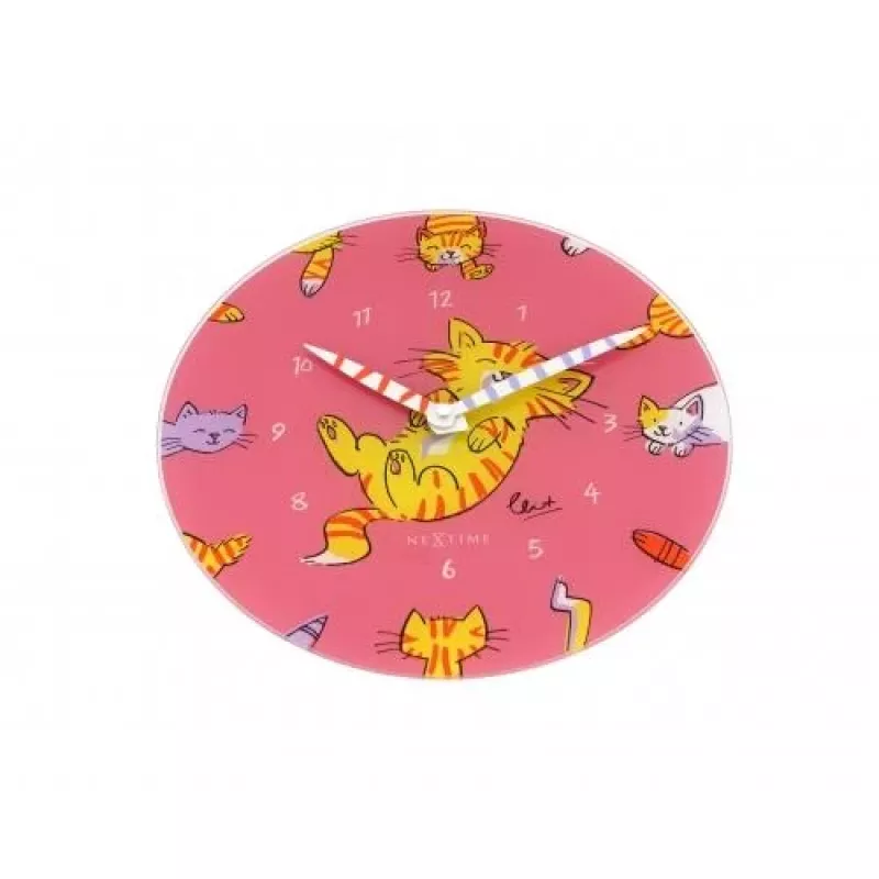NeXtime laikrodis 8810 Tickle My Tummy, 30 cm skersmens, sieninis, rožinė / įvairiaspalvis