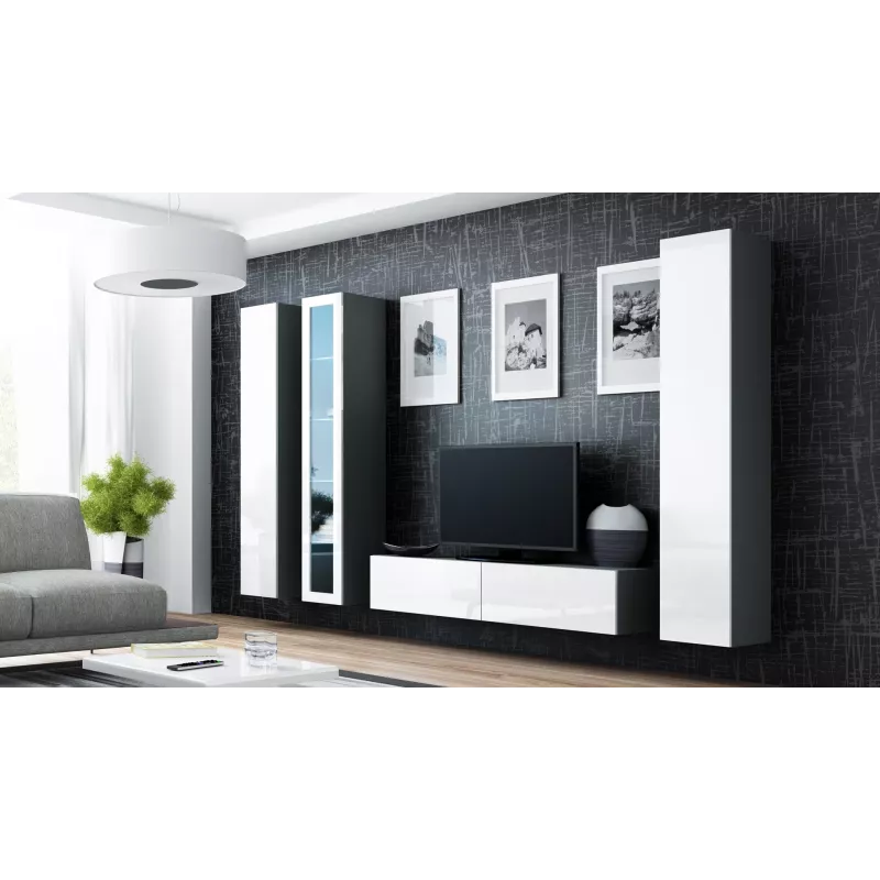 Cama TV stovas VIGO 140 30/140/40 sonomos ąžuolas/baltas blizgus