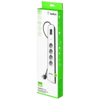 Apsauginis filtras Belkin BSV401CA2M juodas baltas 4 AC lizdai 2 m