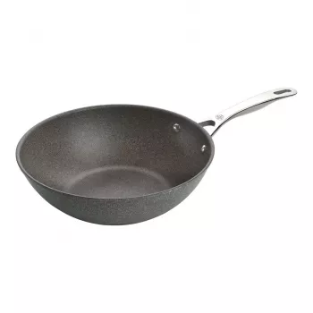 Wok keptuvė Ballarini 75002-815-0 apvali antracitinė 30 cm, aliuminis, 6 sluoksnių granito/titano nelipni danga