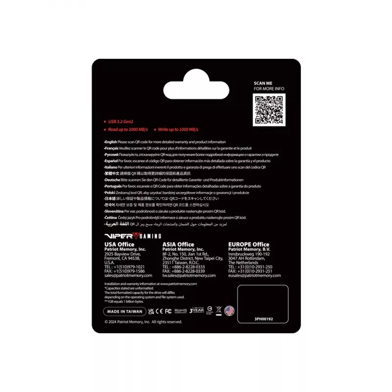 SSD diskas Patriot 512GB išorinis 2,5 colio USB 3.2 PVP30