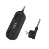 Prailginimo laidas LogiLink LPS262U 1,5 m 2 AC lizdai vidaus juodas