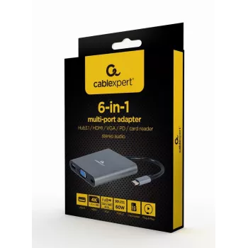 Gembird a-CM-COMBO6-01 USB-C 6-in-1 adapteris nešiojamam kompiuteriui