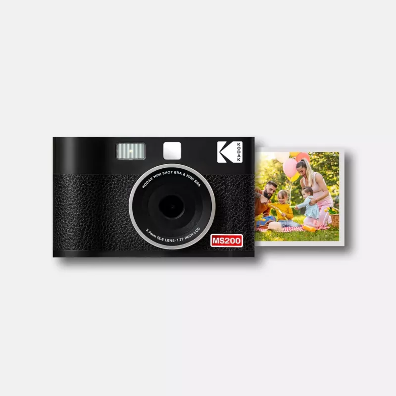 Momentinė kamera Kodak Mini Shot 2 Era – nešiojama momentinė kamera su įmontuotu spausdintuvu, juoda