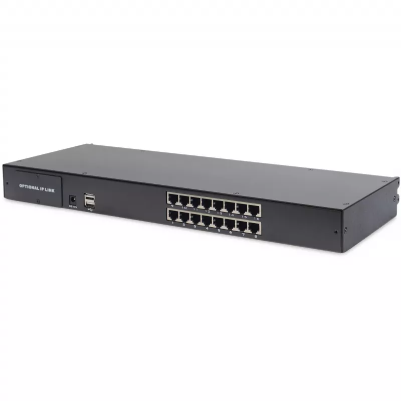 Digitus DS-72211-5GE modulinė 19" TFT konsolė su 16 prievadų CAT 5 KVM komutatoriumi