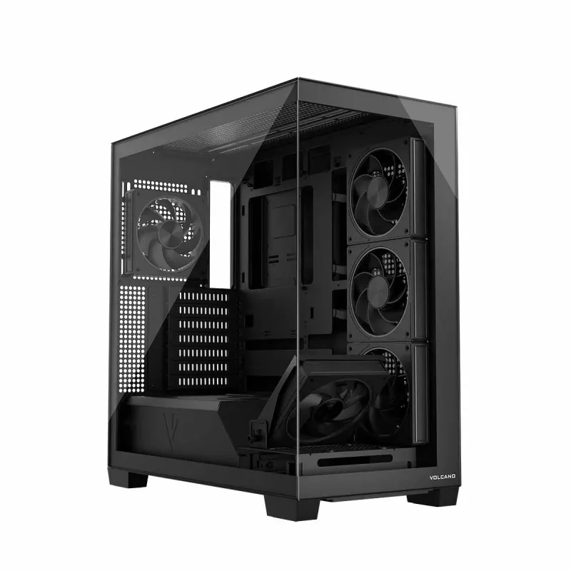 PC korpusas MODECOM Volcano Stellar 5F ATX Midi bokštas, grūdintas stiklas, 5 iš anksto sumontuoti ventiliatoriai, USB‑C, palaiko microATX/ATX, maks. GPU 420 mm, CPU aušintuvo aukštis 175 mm