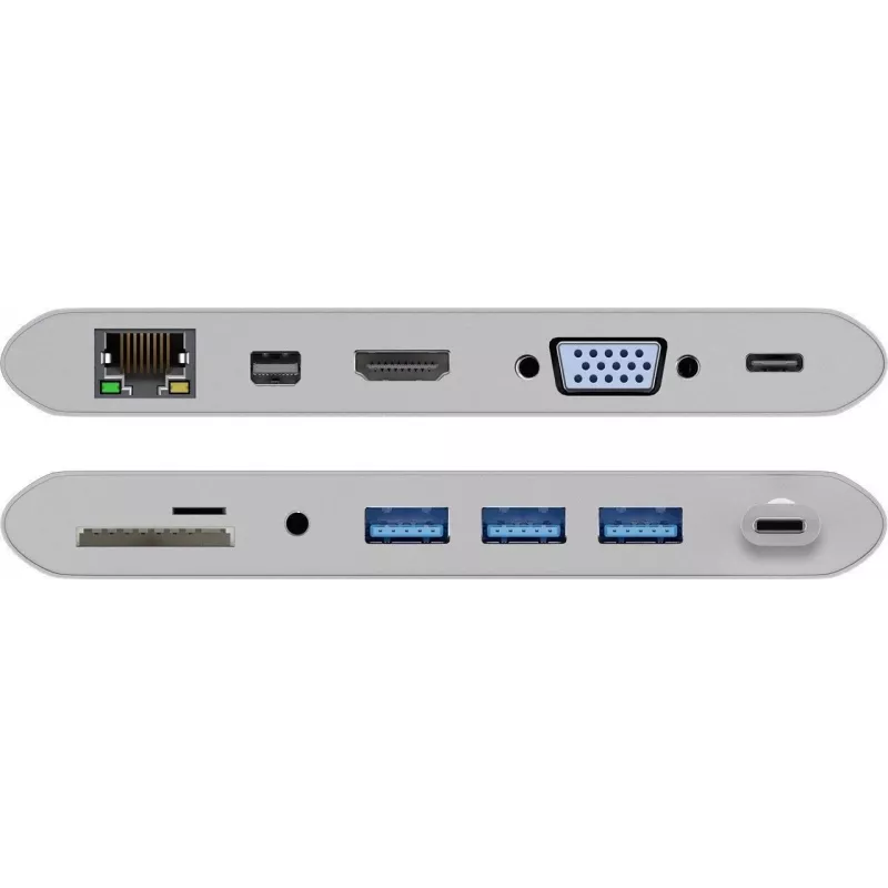 Goobay USB-C™ Multiport adapteris - Viskas viename - Aliuminis - Sidabrinis (62113)