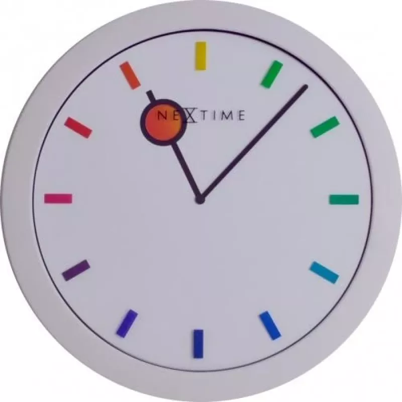 NeXtime klok 3048 Color Change sieninis laikrodis, Ø28 cm, baltas / įvairiaspalvis