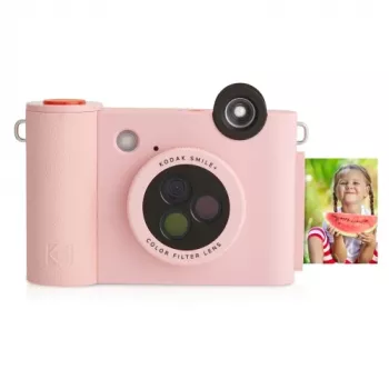 Momentinė spausdinimo kamera Kodak SMILE+ rožinė – 2x3 col. ZINK nuotraukos, įkraunama baterija