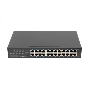 Nevaldomas jungiklis LANBERG RSGE-24 — 24× Gigabit Ethernet 1U, montuojamas į stovą, juodas