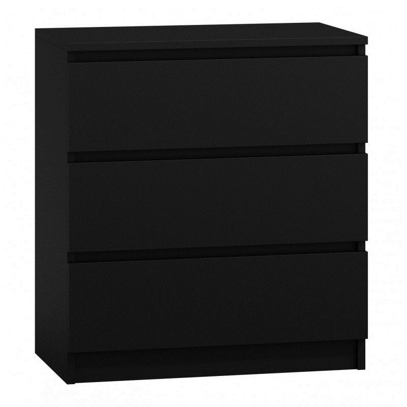 Komoda top e shop M3 CZERŃ – 3 stalčiai, medžio drožlių plokštė, 700×400×770 mm, juoda