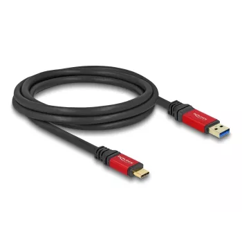 USB laidas DeLOCK 80618 10 Gbps, A tipo į C tipą, 2 m, raudonas metalinis