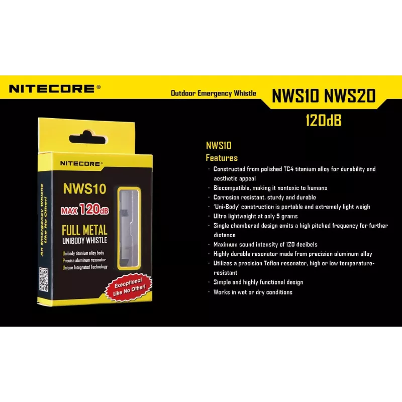 Švilpukas lauko EMERGENCY/120DB NWS10 Nitecore