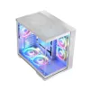 PC korpusas MODECOM Volcano Panorama Midi Tower baltas – micro ATX, grūdintas stiklas, ARGB, USB-C, palaiko GPU iki 400 mm