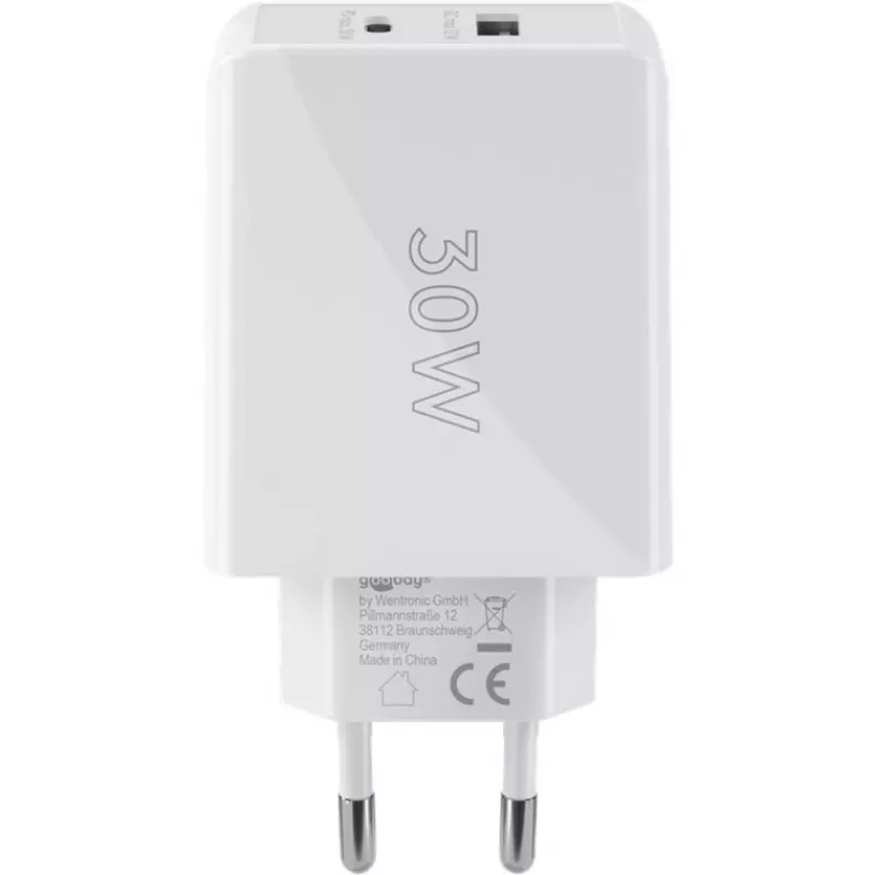 Goobay Dvigubas USB-C™ PD (Power Delivery) Greitas Įkroviklis (30 W) (61674)