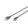 Digitus ASSMANN USB laidas, USB A (vyriškas) – Mini USB B (vyriškas), 1 m, juodas (AK-300108-010-S)