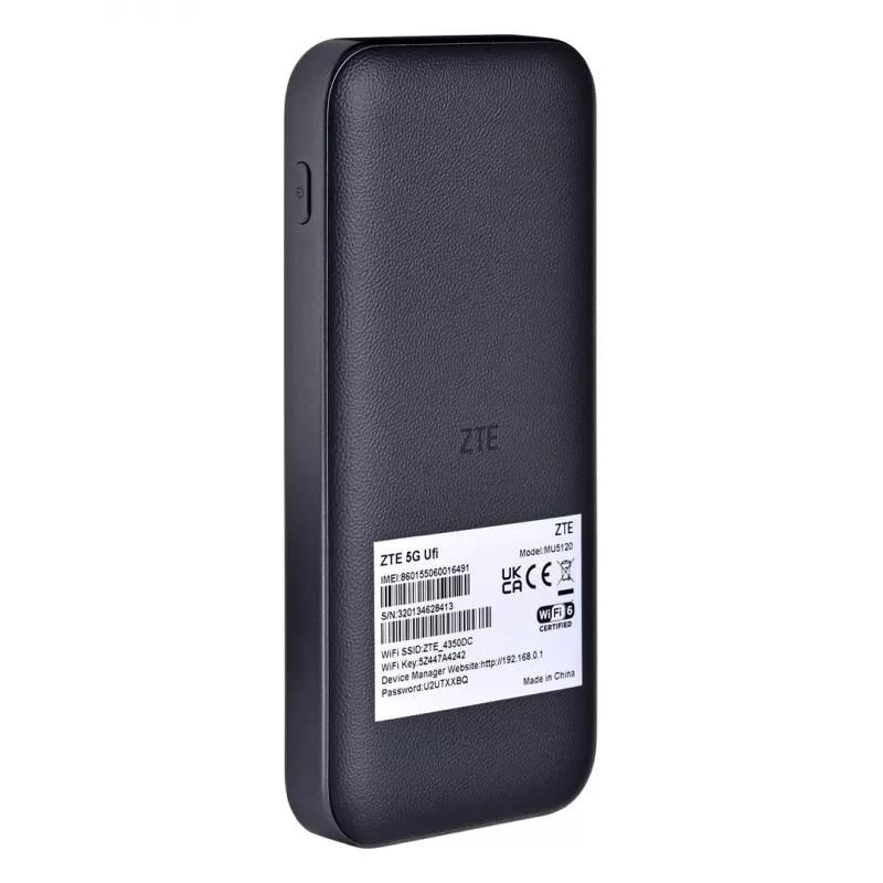 Nešiojamas 5G modemas ZTE MU5120 su jutikliniu ekranu, 9800 mAh baterija, Qualcomm SDX62, dviejų juostų Wi‑Fi, iki 64 įrenginių