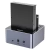 Docking stotelė Unitek 51642 2,5 colio/3,5 colio SATA diskams, USB-C 10Gbps, 2 lizdai, aliuminis