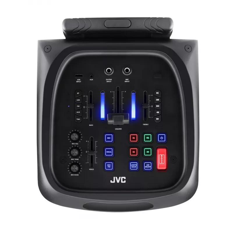 Nešiojamas vakarėlių garsiakalbis JVC XS-EP514B, 150W RMS, Bluetooth 5.0, TWS, 4000 mAh baterija, karaoke, FM, juodas