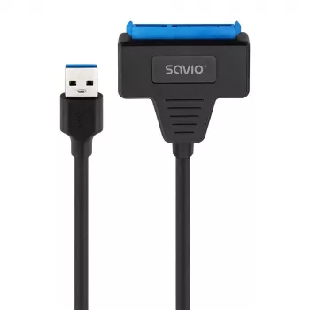 SAVIO SATA į USB 3.1 Gen 1 sąsajos laidas AK-68, SATA lizdas į USB-A kištuką, 5 Gbit/s, 0,25 m, juodas