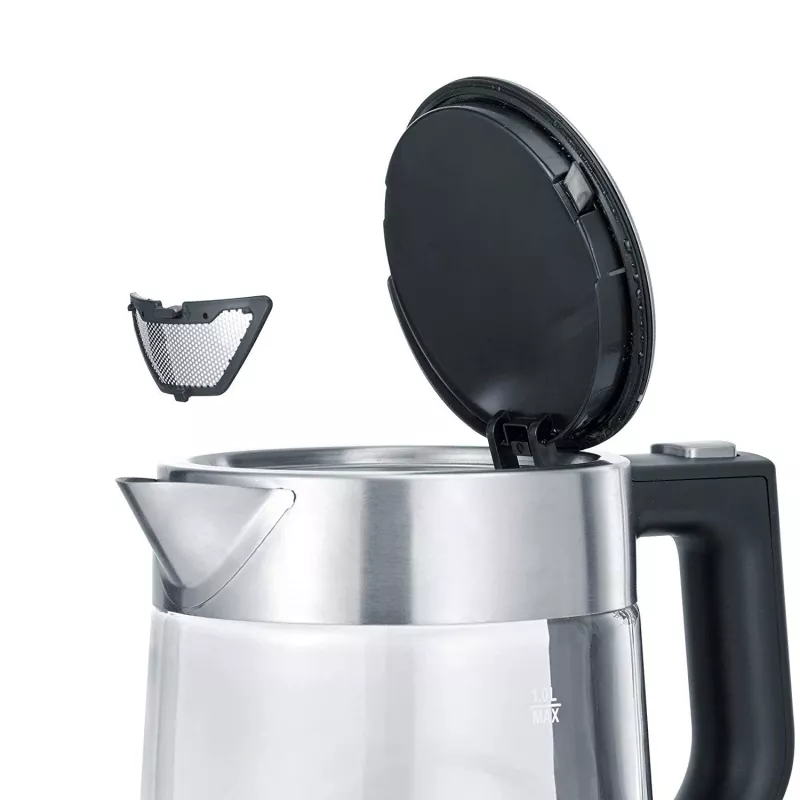 Severin WK 3468 elektrinis virdulys 1 l 2200 W Juoda, Nerūdijantis plienas, Peršviečiamas